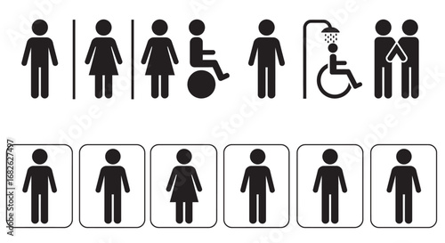 Set of male and female toilet sign icons, sanitar symbol