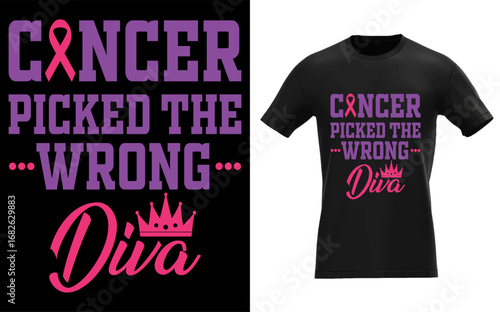 Cancer picked the wrong diva svg, Breast cancer svg, Breast cancer ribbon svg