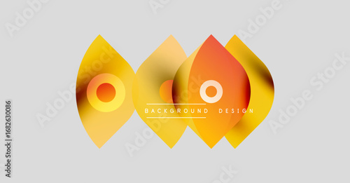 Abstract shapes, vibrant colors, gradient effect. Modern design elements create dynamic visual composition. Background suggests creativity, innovation.
