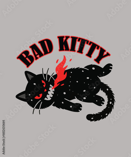 Unleash Your Inner Rebel with Our Bad Kitty Graphic T-Shirt.