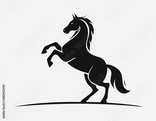 Horse Animal Vector Logo in Black and White, Minimalist and Simple Design, Perfect for Wildlife Branding, Nature Illustration, and Unique Animal Identity
