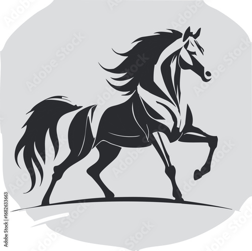 Horse Animal Vector Logo in Black and White, Minimalist and Simple Design, Perfect for Wildlife Branding, Nature Illustration, and Unique Animal Identity
