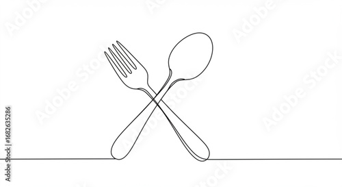 Fork and spoon crossed illustration