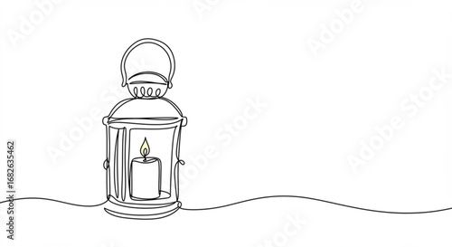 Handdrawn lantern with candle