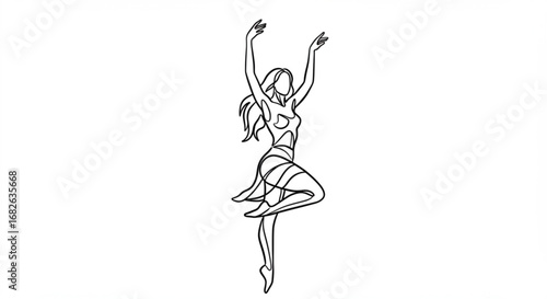 Elegant dancer pose line art