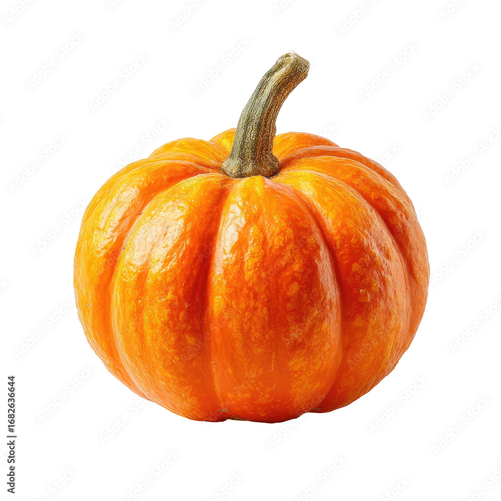 Obraz premium Single, small, orange pumpkin with stem