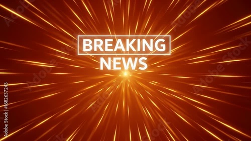 Breaking News Announcement with Dynamic Glowing Orange Light Streaks and White Text on Dark Backdrop