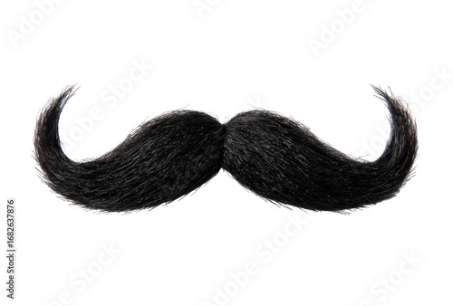 Black handlebar mustache on a black background
