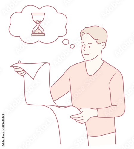 A thoughtful and reflective individual holding a detailed list while contemplating effective time management strategies