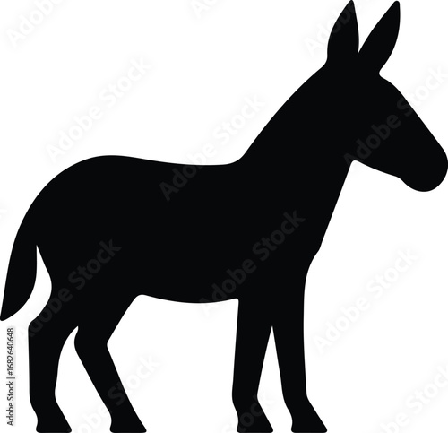 Illustrator Vector Farm animal donkey or ass standing silhouette