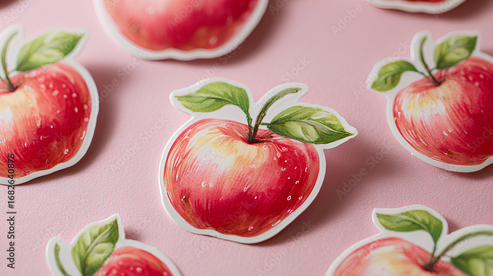 Naklejka premium Set of apple in 2d sticker