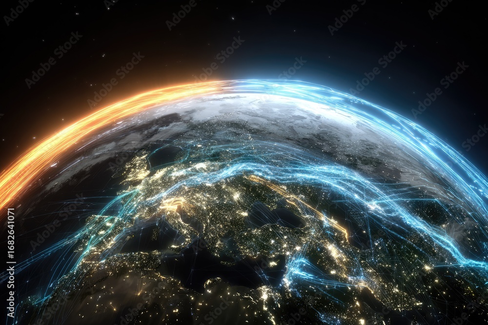 Obraz premium Illuminated globe showcasing global connections
