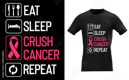 Breast Cancer Awareness Gift Eat Sleep Crush Cancer Repeat