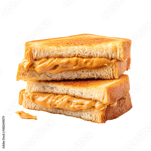 Delicious Peanut Butter Sandwich Stack on Black Background for Food Photography