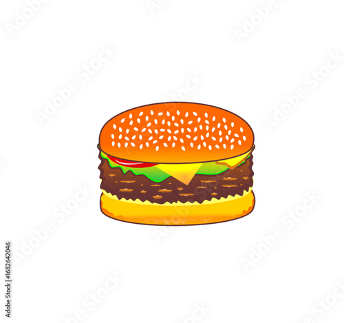 Burger pattern. Doodle burger pattern background.
Doodle cheese burger of hamburger pattern background. Vector illustration.