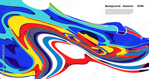 Abstract Psychedelic Brutalism Wave Blob Striped Motion Curves Composition Morphing Amoeba Fluid Shape Background
