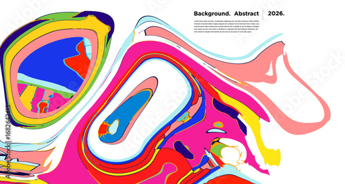 Abstract Psychedelic Brutalism Wave Blob Striped Motion Curves Composition Morphing Amoeba Fluid Shape Background