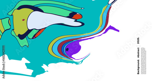 Abstract Psychedelic Brutalism Wave Blob Striped Motion Curves Composition Morphing Amoeba Fluid Shape Background