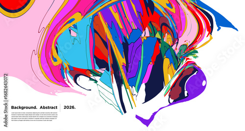 Abstract Psychedelic Brutalism Wave Blob Striped Motion Curves Composition Morphing Amoeba Fluid Shape Background