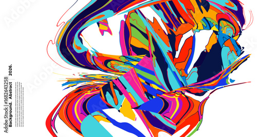 Abstract Psychedelic Brutalism Wave Blob Striped Motion Curves Composition Morphing Amoeba Fluid Shape Background