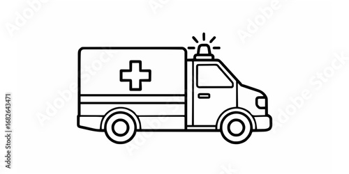 Ambulance Emergency Vehicle Icon Simple Design for Medical Transport and Healthcare Services Illustration