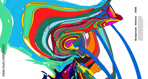 Abstract Psychedelic Brutalism Wave Blob Striped Motion Curves Composition Morphing Amoeba Fluid Shape Background