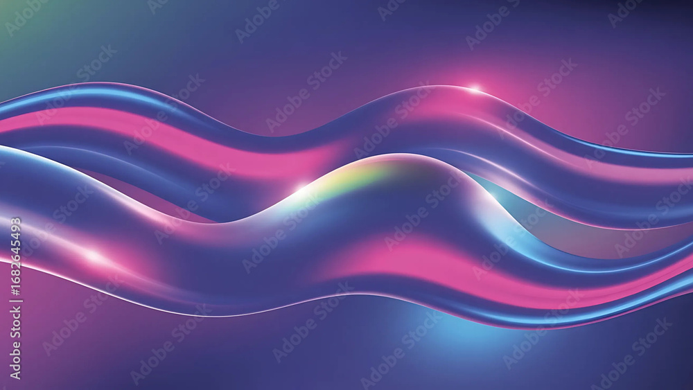 Obraz premium Futuristic Neon Abstract Wavy Background with Glowing Gradient
