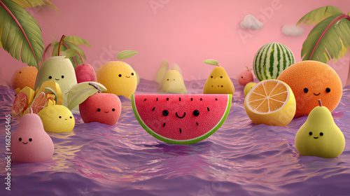 Cute smiling fruit, 3d modeling