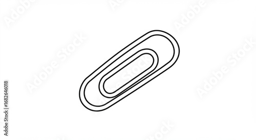 Metal paper clip in line drawing style