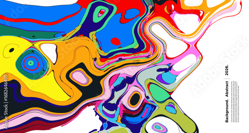Abstract Psychedelic Brutalism Wave Blob Striped Motion Curves Composition Morphing Amoeba Fluid Shape Background