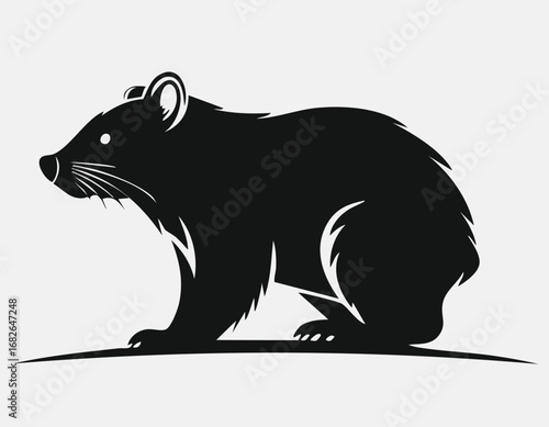 Wombat Animal Vector Logo in Black and White, Minimalist and Simple Design, Perfect for Wildlife Branding, Nature Illustration, and Unique Animal Identity
