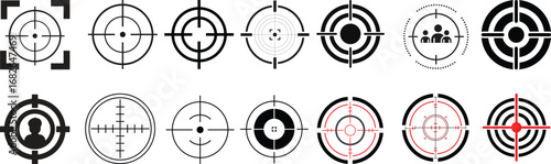 Target icon set.target icon on isolated background. Crosshair icon in black.Editable Stroke, Pixel Perfect, Stock Illustration. Goal symbol collection. Darts icon. Hitting the bullseye icon line.