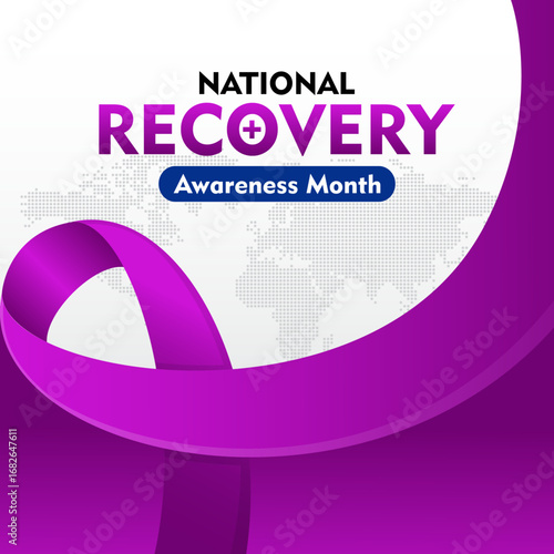 National Recovery Month is observed every September. Suitable for banner, greeting card, poster, prints, social media post, flyer background