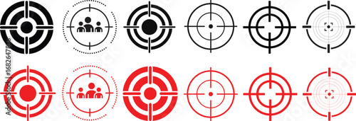 Target icon set.target icon on isolated background. Crosshair icon in black.Editable Stroke, Pixel Perfect, Stock Illustration. Goal symbol collection. Darts icon. Hitting the bullseye icon line.