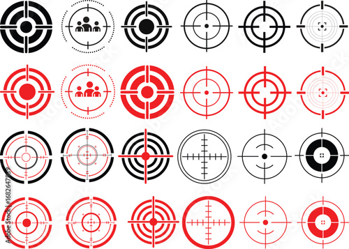 Target icon set.target icon on isolated background. Crosshair icon in black.Editable Stroke, Pixel Perfect, Stock Illustration. Goal symbol collection. Darts icon. Hitting the bullseye icon line.