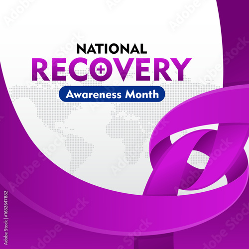 National Recovery Month is observed every September. Suitable for banner, greeting card, poster, prints, social media post, flyer background