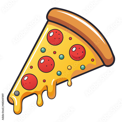 Pizza Slice Illustration – Flat Cartoon Style