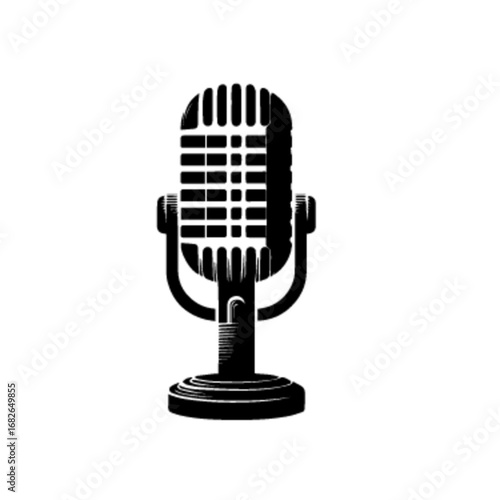 Classic Vintage Microphone Vector Illustration