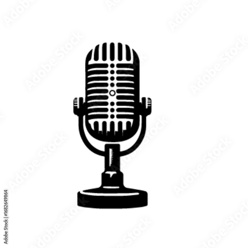 Retro Studio Broadcast Microphone Vector Illustration