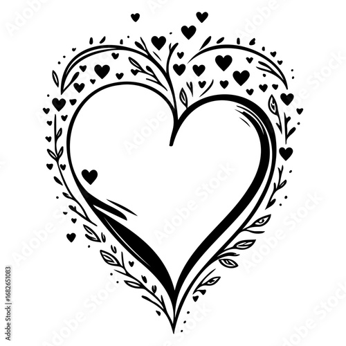 Elegant heart illustration with floral accents creating a tender design for romantic themes