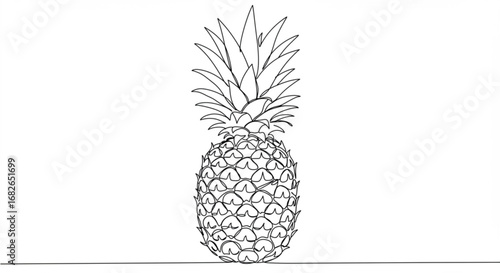 Continuous Line Drawing of a Pineapple
