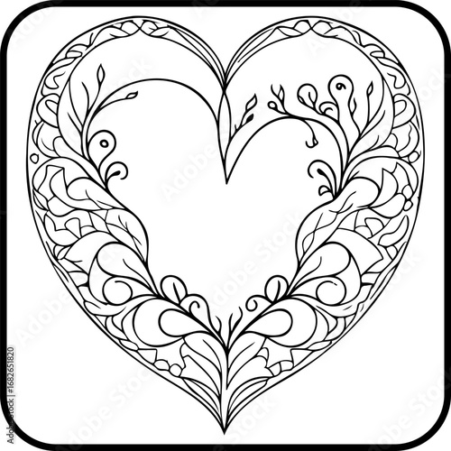 Elegant heart shaped floral pattern design illustration for valentines day or wedding themed