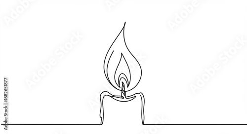Single Line Drawing of a Candle Flame