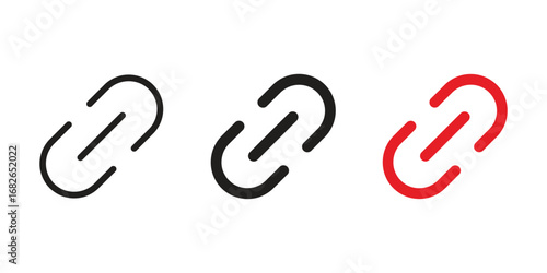Chain link icon, attach link icon set. Internet url or webpage url link icons set. Connection, attachment, connect, hyperlink icons button