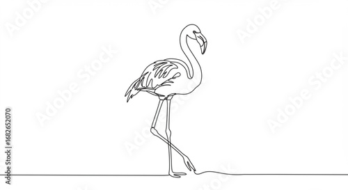Continuous Line Drawing of a Flamingo