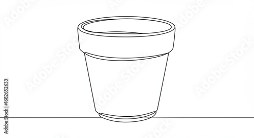 Single Line Drawing of a Flower Pot