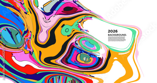 Abstract Psychedelic Brutalism Wave Blob Striped Motion Curves Composition Morphing Amoeba Fluid Shape Background