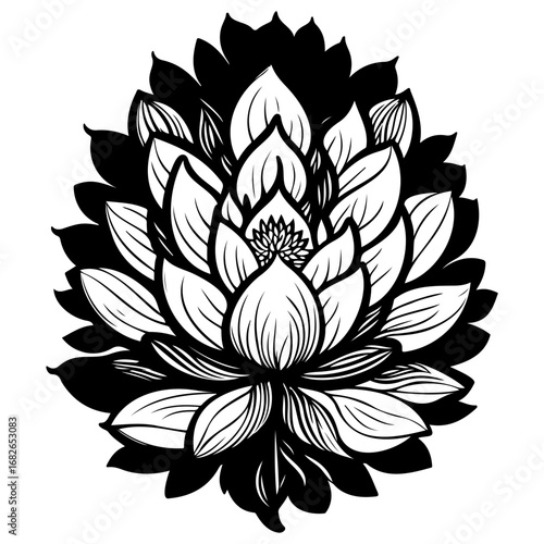 Elegant lotus blossom graphic illustration showcasing nature's exquisite beauty and spiritual
