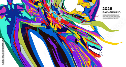Abstract Psychedelic Brutalism Wave Blob Striped Motion Curves Composition Morphing Amoeba Fluid Shape Background