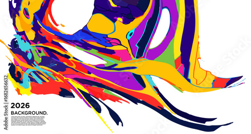 Abstract Psychedelic Brutalism Wave Blob Striped Motion Curves Composition Morphing Amoeba Fluid Shape Background